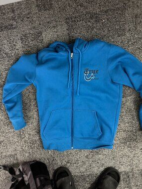True Religion Embroidered Zip Hoodie – Blue (Men’s XL)